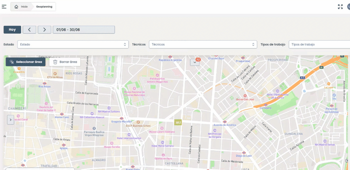 Geoplanning - hover y clic trabajo