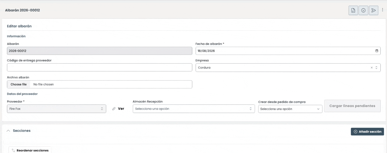 albarán a factura proveedor